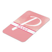 Name Monogramm Aquarellfarbe Pink Magnet (Linke Seite)