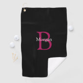 Name & Monogramm auf Schwarz Golfhandtuch (Insitu)