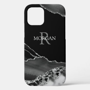 Name & Monogramm, B/W Achat, Weißer und Grauer Tex Case-Mate iPhone Hülle