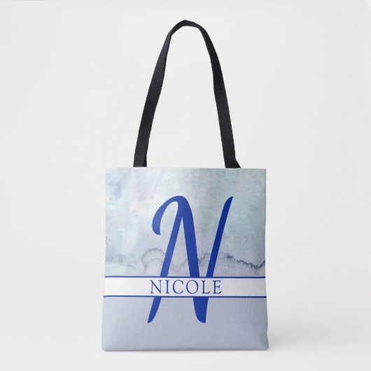 Name/Monogramm blaue Farbe Tasche (Vorderseite)