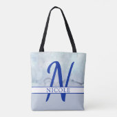 Name/Monogramm blaue Farbe Tasche (Rückseite)