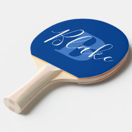 Name Monogramm blaues Teamwork Tischtennis Schläger