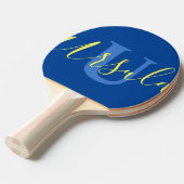 Name Monogramm blaugelbe Teamarbeit Tischtennis Schläger (Vorderseite)