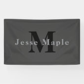 Name & Monogramm | Dunkelgrau Banner (Horizontal)