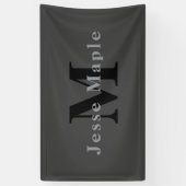 Name & Monogramm | Dunkelgrau Banner (Vertikal)