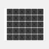 Name & Monogramm | Dunkelgrau Etiketten (Blatt)