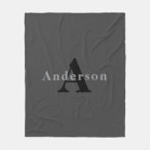 Name & Monogramm | Dunkelgrau Fleecedecke (Vorderseite)