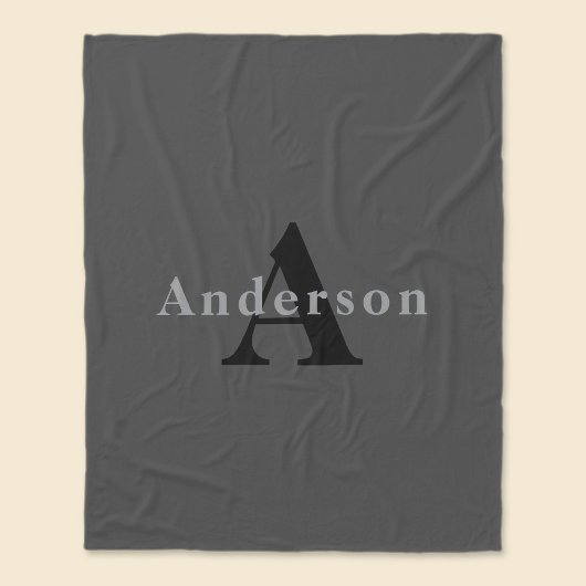 Name & Monogramm | Dunkelgrau Fleecedecke