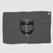 Name & Monogramm | Dunkelgrau Golfhandtuch (Horizontal)
