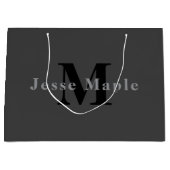 Name & Monogramm | Dunkelgrau Große Geschenktüte (Vorderseite)
