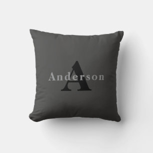 Name & Monogramm   Dunkelgrau Kissen