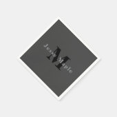 Name & Monogramm | Dunkelgrau Serviette (Ecke)