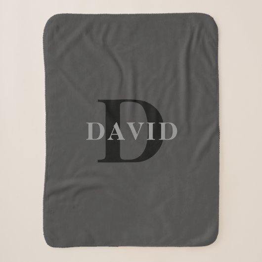 Name & Monogramm | Dunkelgrau Sherpadecke (Vorderseite)