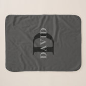 Name & Monogramm | Dunkelgrau Sherpadecke (Vorderseite (Horizontal))