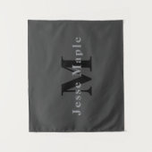 Name & Monogramm | Dunkelgrau Wandteppich (Vorderseite)