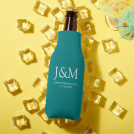 Name Monogramm dunkle Aquamarine Vorlage Hochzeitd Flaschenkühler