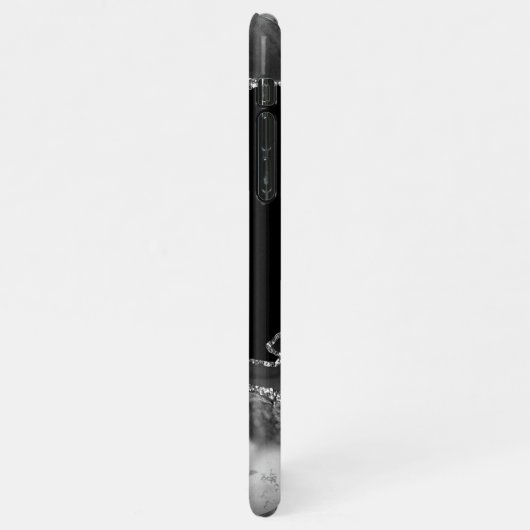 Name & Monogramm, graues schwarzes Tor, weißer Gol iPhone Hülle (Linke Seite)