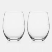 Name & Monogramm in Grau Weinglas Ohne Stiel (Rechts)