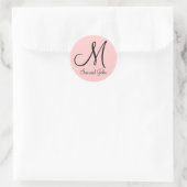 Name Monogramm Initial Pink Gastgeschenk Hochzeit Runder Aufkleber (Tasche)