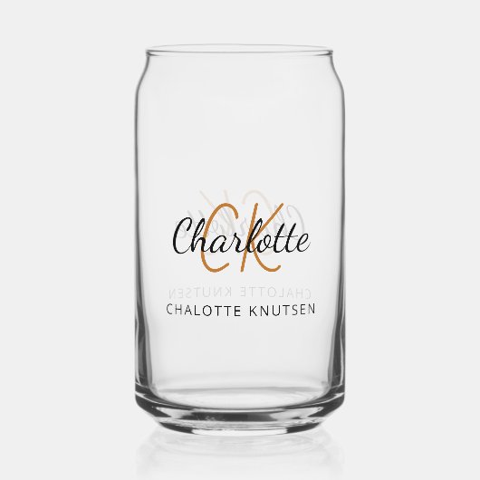 Name Monogramm-Initialskript Dosenglas (Rückseite)