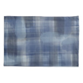 Name Monogramm Marineblau Aquarell kariert Tartan Kissenbezug (Rückseite-Links)