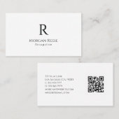Name, Monogramm mit Schatten, QR-Code, einfaches D Visitenkarte (Vorne/Hinten)