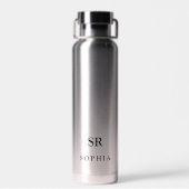 Name Monogramm Modern Silber Schwarz Trinkflasche (Rückseite)