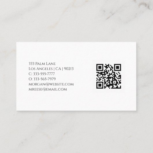 Name & Monogramm, QR-Code, einfaches Design Visitenkarte (Rückseite)