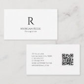 Name & Monogramm, QR-Code, einfaches Design Visitenkarte (Vorne/Hinten)