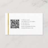 Name & Monogramm, QR-Code, Gold-Design Visitenkarte (Rückseite)
