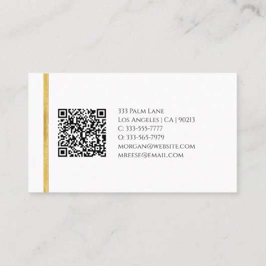 Name & Monogramm, QR-Code, Gold-Design Visitenkarte (Rückseite)