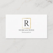 Name & Monogramm, QR-Code, Gold-Design Visitenkarte (Vorderseite)