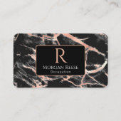 Name & Monogramm, QR-Code, Gold-Marmor aus Schwarz Visitenkarte (Vorderseite)
