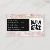 Name/Monogramm, QR-Code, Graue/Rose-Goldmarmor, Vs Visitenkarte (Rückseite)