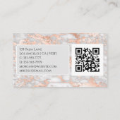 Name & Monogramm, QR-Code, Graue und Rose-Gold-Mar Visitenkarte (Rückseite)