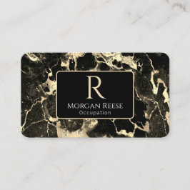 Name/Monogramm, QR-Code, Schwarz/Gold-Marmor Vs2 Visitenkarte