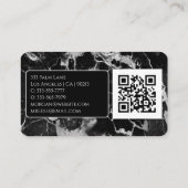 Name/Monogramm, QR-Code, schwarz/graue Marmorplatt Visitenkarte (Rückseite)