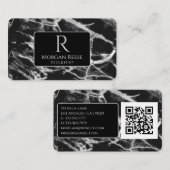 Name & Monogramm, QR-Code, Schwarz & Grauer Marmor Visitenkarte (Vorne/Hinten)