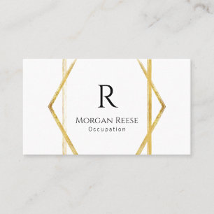 Name & Monogramm, QR-Code, Unigue Gold Design Visitenkarte