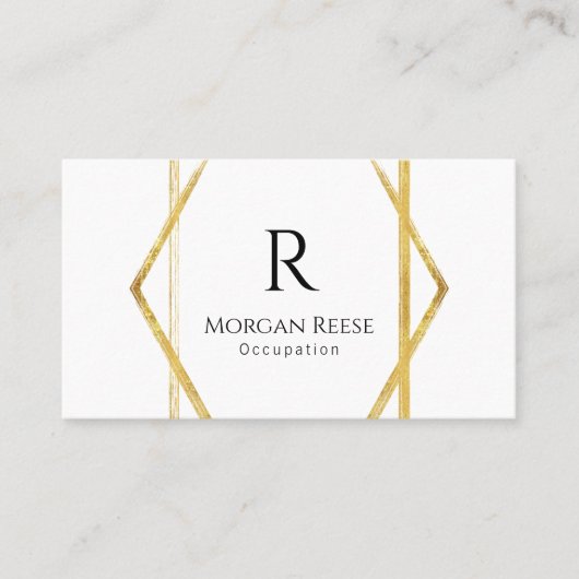Name & Monogramm, QR-Code, Unigue Gold Design Visitenkarte (Vorderseite)