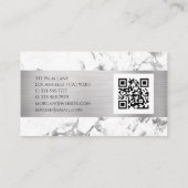 Name & Monogramm, QR-Code, weißer und grauer Marmo Visitenkarte (Rückseite)