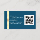 Name & Monogramm, QR-Code, weißes und goldenes Mar Visitenkarte (Rückseite)