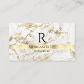 Name & Monogramm, QR-Code, weißes und goldenes Mar Visitenkarte (Vorderseite)