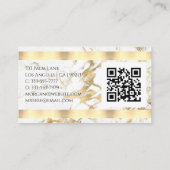 Name & Monogramm, QR-Code, weißes und goldenes Mar Visitenkarte (Rückseite)