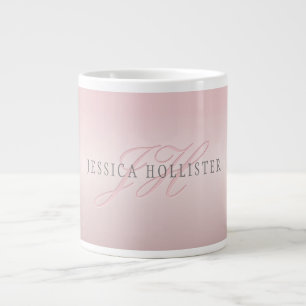 Name & Monogramm Sanfter falscher Rosen-Gold-Blu Jumbo-Tasse