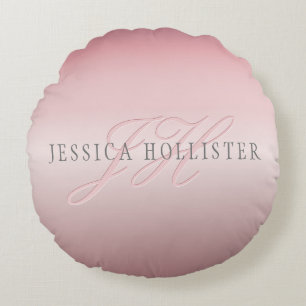 Name & Monogramm Sanfter falscher Rosen-Gold-Blu Rundes Kissen