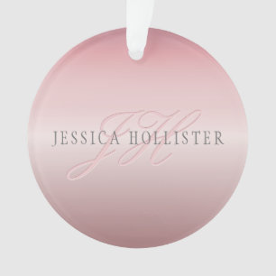 Name & Monogramm   Sanfter falscher Rosen-Gold-Rou Ornament