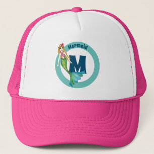 Name Monogramm Schöne Meerjungfrau mit Blonde Haa Truckerkappe