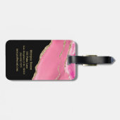 Name & Monogramm, Schwarz & Gold Box, rosa Tor Gepäckanhänger (Rückseite horizontal)