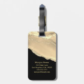 Name & Monogramm, Schwarz & Gold Box und Agate Gepäckanhänger (Rückseite vertikal)